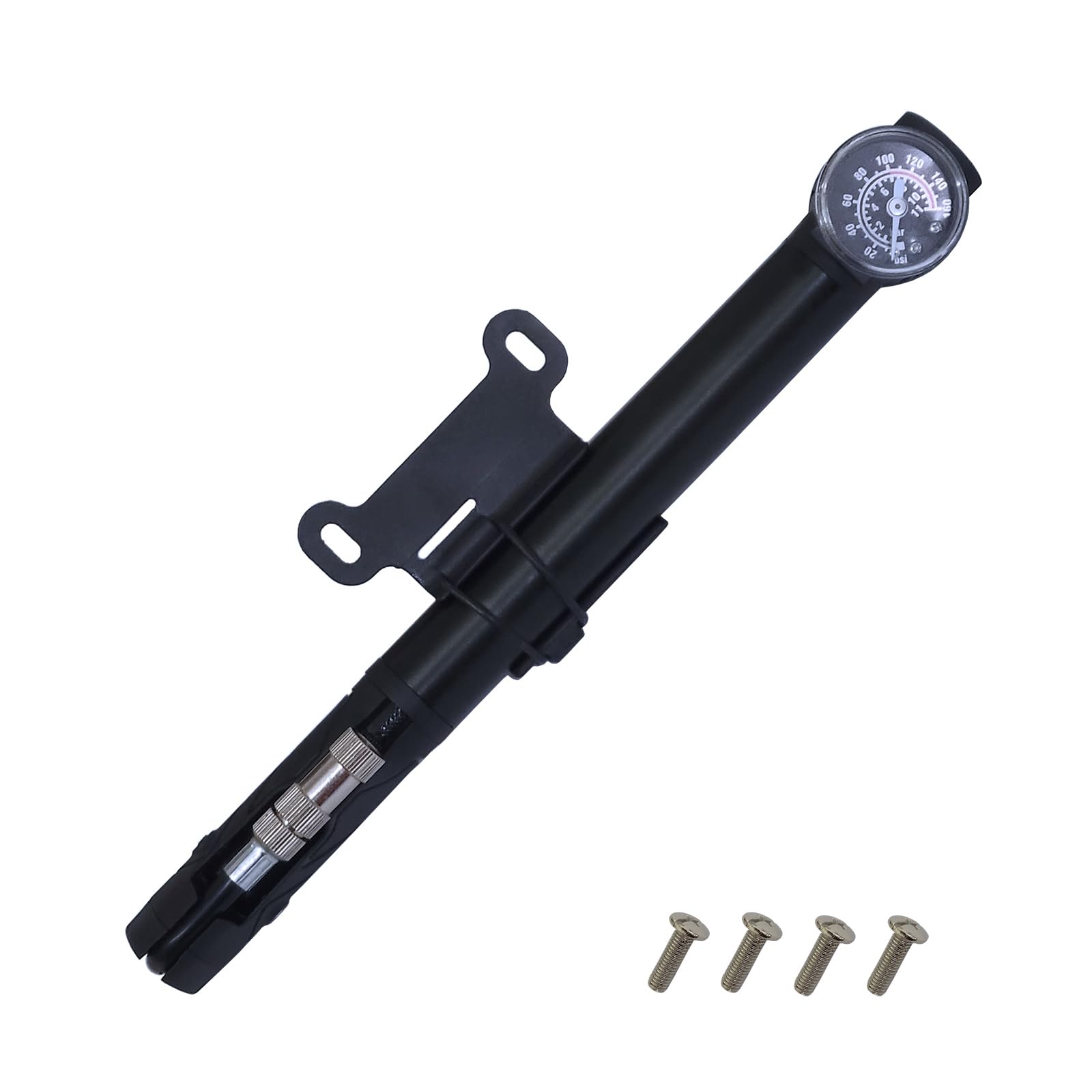 2 IN 1 Bicycle Mini Portable Tire Pump Shock Pump, 160PSI(11Bar) Bike Air Pump with Pressure Gauge Set