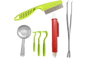 OXO PET PRODUCTS Home Tick Remover Tool Set Pet Dog Tick Remover Tool Set Tick Hook Flea Tick Tweezers Clip Remover Flea Comb Magnifying Glass for Dogs Cats (7)