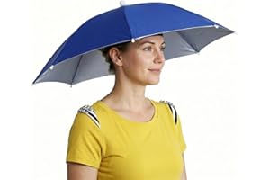 Chinmor 26" Diameter Elastic Band Fishing Headwear Umbrella Hat Dark Blue