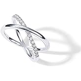 PAVOI 14K Gold Plated X Ring | Simulated Pavé Diamond CZ Criss Cross Ring for Women
