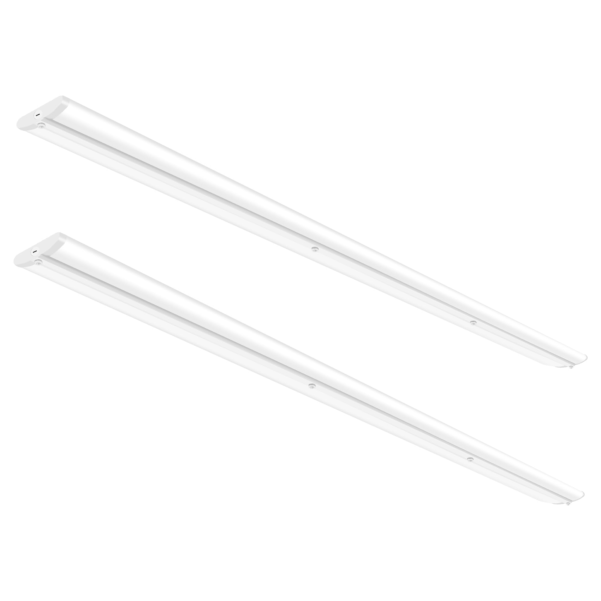 Photo 1 of  ***ONE IS HEAVILY DAMAGED, OTHER LIGHT IS SLIGHTLY BENT, SELLING AS IS FOR PARTS, FINAL SALE***hykolity 110W 8FT LED Shop Lights Ultra Slim LED Wraparound, 12600lm 5000K LED Strip Lights, 8 Foot Flush Mount Warehouse Garage Office Ceiling Light Fixture, 