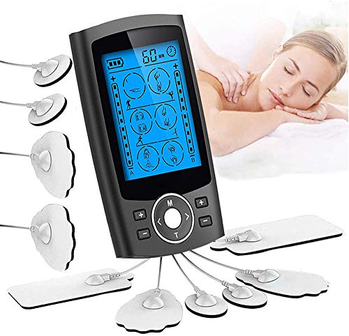 Estimulador Muscular de 24 Modos de Unidad TENS EMS de Doble Canal, Masajeador de Pulso Recargable con 8 Almohadillas de Electrodos, Artritis, Rigidez Muscula