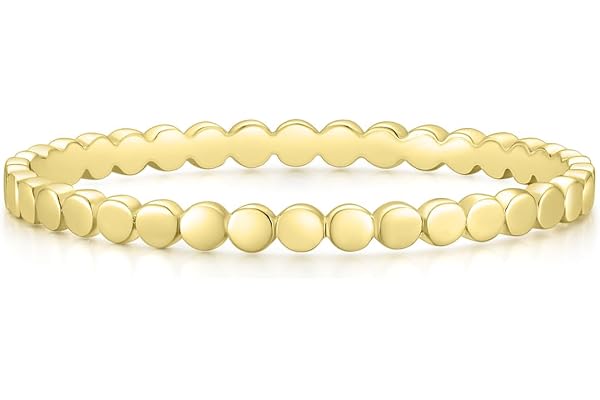 Mameloly 1.5mm 14K Gold Plated Wedding Bands for Women Dainty Stackable Thin Dot Ring Statement Ring Size 3-10