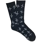 Twin Jets Pattern, Aviation-Themed Premium Crew Socks 1-Pair