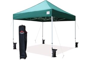 UNIQUECANOPY 10'x10' Ez Pop Up Canopy Tent Commercial Instant Shelter with Heavy Duty Roller Bag, 4 Canopy Sand Bags, 10x10 FT Dark Green