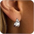 Amicon Chunky Gold Stud Earrings for Women 14k Gold Plated Hypoallergenic Earrings Statement Trendy Fashion Gold Jewelry Gifts