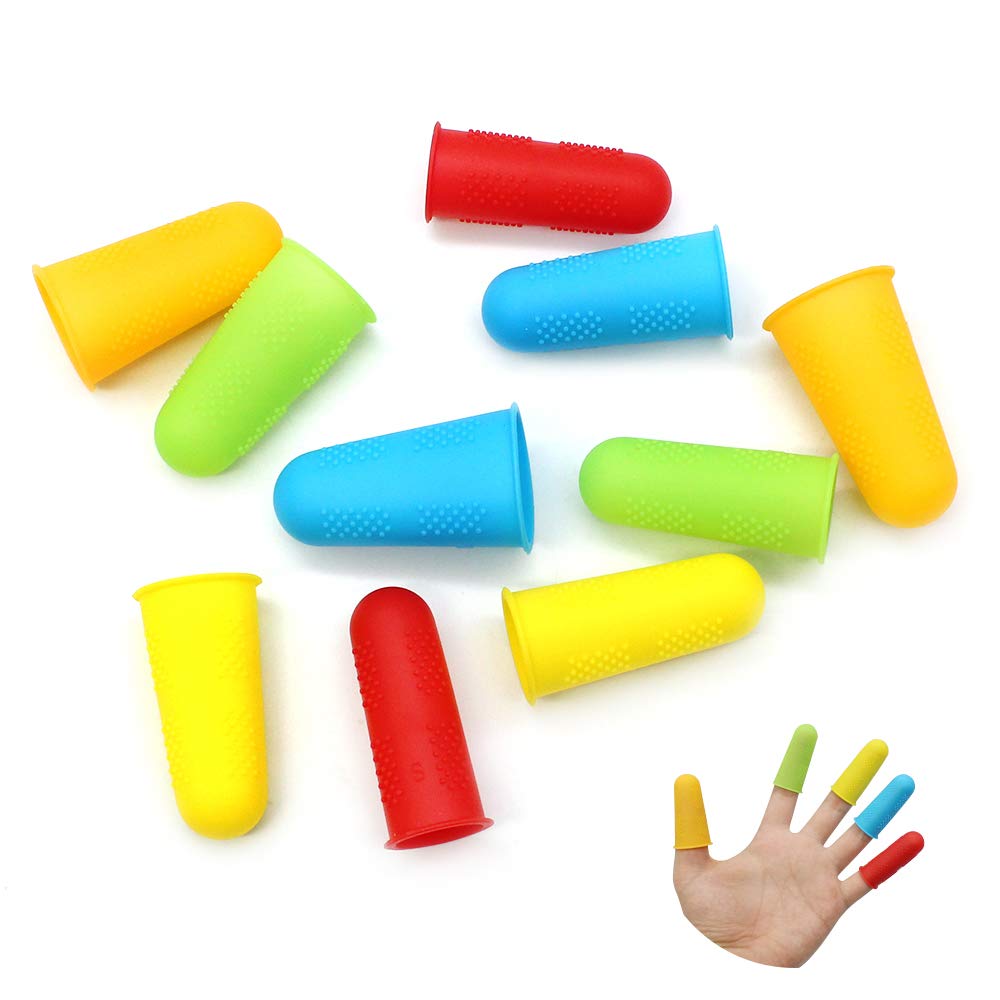 10PCS Silicone Finger Protectors Hot Glue Gun Finger Guards for Sewing, Wax, Gardening, Adhesives, Scrapbooking, Needlework, 5 Colors, 3 Sizes