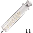 Jiaxix 100ml/cc Glass Syringe With Metal Head and Caps for Liquid,Small Syringe for Oil or Glue Applicator,No Needle,1Pack,Borosilicate Glass
