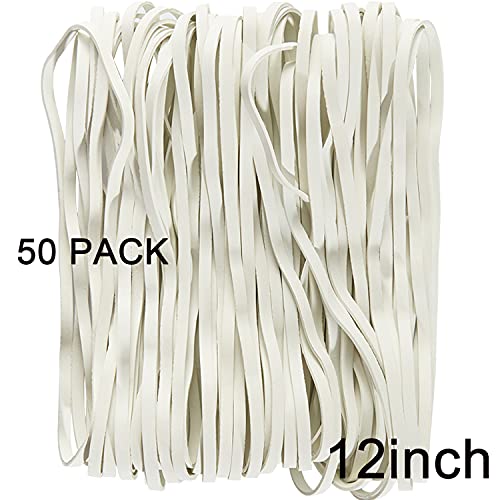 AMUU Rubber Bands White 12inch Large 35 Pieces Heavy Duty Large Rubber