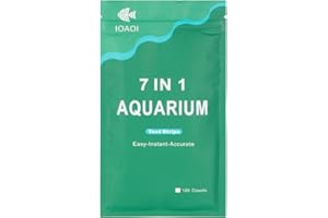 IOAOI Aquarium Test Strips for Freshwater and Saltwater, 100 Pcs of 7 in 1 Test Strips, pH, Alkalinity, Nitrite, Nitrate, Chlorine, Carbonate, Hardness