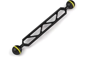 SKYSHARK 8" Aluminum Alloy Underwater Extension Arm,1" Double Ball Head Connector Underwater CNC Arm System Ball Head Extension for Video Light,Strobe,Diving Camera Tray,Waterproof and Rustproof