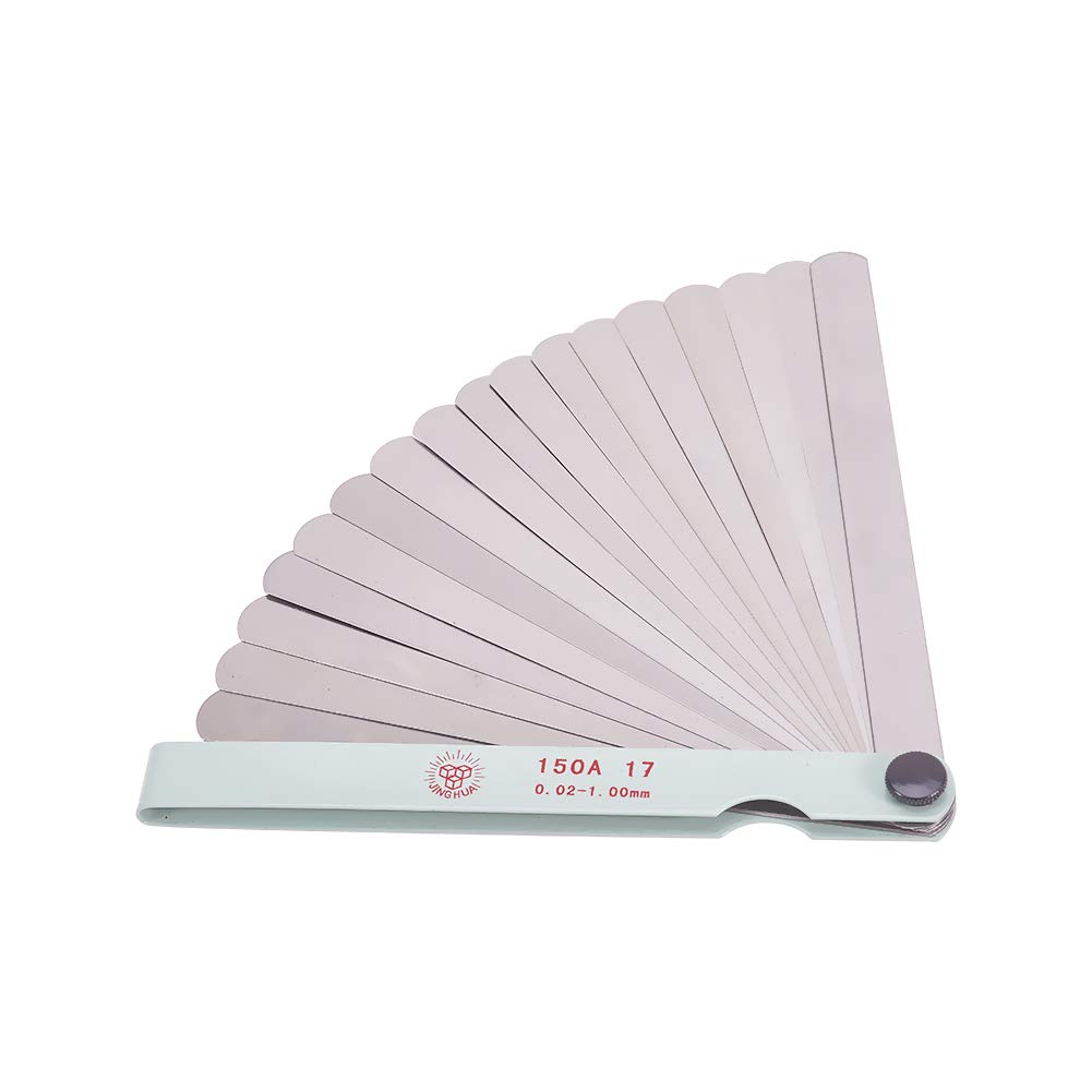 Utoolmart 17 Blade Thickness Feeler Gauge Manganese Steel 150mm Measuring Length Dual Marked Metric and Imperial Gap Measuring Tool for Measuring Bearing Clearances Piston Ring Gaps 1pcs