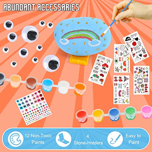 BigOtters Creativity Arts DIY Rock Supplies, 88PCS Rock Painting Kits 2-3 Inches Painting Rock Crafts Mandala Painting Educational Favors for Children Painting Gifts Family Activity Birthday Present