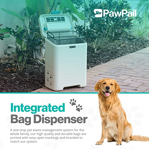 PawPail Dog Poop Trash Can, for Outdoor Use, Includes 200 Poop Bags for