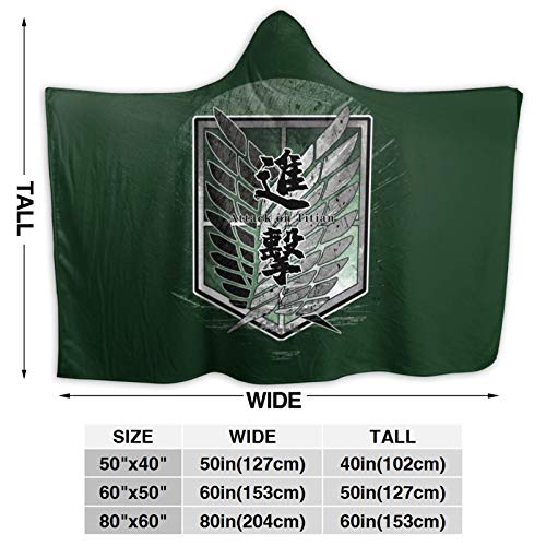 Runbar Attack on Titan Hooded Blanket AOT The Wings of Freedom Plush Cloak Blanket Cape for
