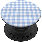 Pastel Blue Gingham Squares Classic Plaid Baby Boy Pattern PopSockets Adhesive PopGrip