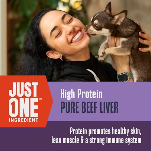 WHOLE LIFE DOG JUST ONE BEEF LIVER FREEZE DRIED DOG TREATS – HUMAN GRADE HIGH PROTEIN FOOD, HEALTHY TRAINING SNACKS, FREEZE DRIED FOOD TOPPERS, USA MADE NATURAL TREATS – 4 OZ (PACK OF 1)