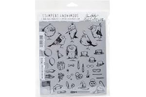 Tim Holtz Cling Stamps 7x8.5-Mini Bird Crazy & Things