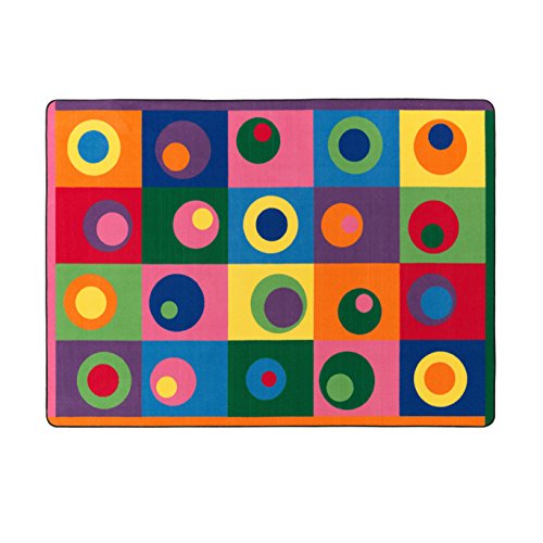 Silly Circles Colorful Abstract Children's Classroom Seating Area Rug for Presc…