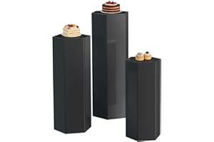 BFECGDXT 3pcs Metal Pedestal Stands for Party, Hexagonal Cylinder Display Plinth Pillars, Cake Pedestal Stand for Wedding Bir