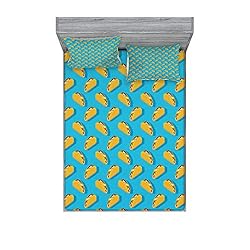 Ambesonne Taco Fitted Sheet & Pillow Sham Set, Menu