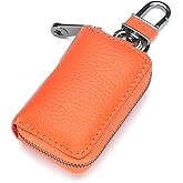 EXKOKORO Leather Key Case Holder Auto Key Chain Protector Cover Zipper Bag Remote Fob for Car