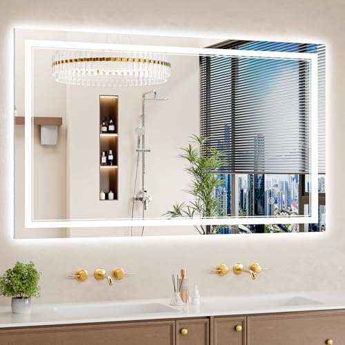 WISSMIELS 30"x50" LED Bathroom Mirror Lights Anti-fog