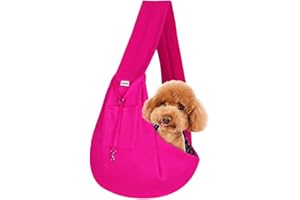 FDJASGY Small Pet Sling Carrier-Hands Free Reversible Pet Papoose Bag Tote Bag with a Pocket Safety Belt Dog Cat for Outdoor Travel Rose Red