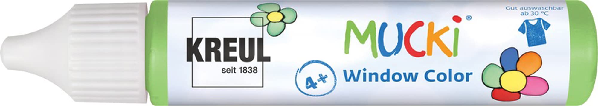 Kreul Mucki 24412 Window Colour Light Green 29 ml Pen Water Based Window Paint Paraben Gluten Lactose Vegan Easy to Apply Washable