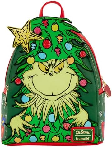 dr. seuss the grinch chimney thief mini-backpack Loungefly Dr. Seuss The Grinch Chimney Thief Adult Womens Double Strap  Shoulder Bag Purse: Handbags: Amazon.com