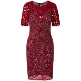 VIJIV Women's 1920s Gatsby Flapper Dress – Vintage Peacock Sequin Roaring 20s Party Dress With Fringe - View #8