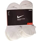 Nike Women's Performance Dri Fit Performance No Show Cotton Cushioned Moisture Wicking Socks White Medium (6-10) US Women (6 Pack)