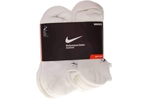 Nike Women's Performance Dri Fit Performance No Show Cotton Cushioned Moisture Wicking Socks White Medium (6-10) US Women (6 Pack)
