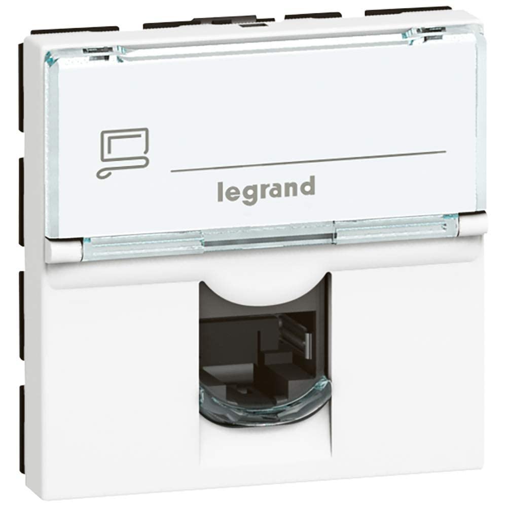 Legrand - 076576 - Category 6A STP - Socket with Metal Cover Mosaic - 2 Modules - White