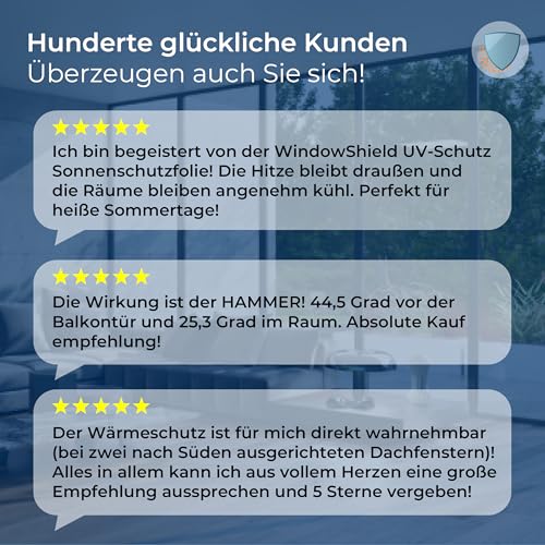 WindowShield® UV Protection Sun Protection Window Film, Inside or Outside Mirror Film, Self-Adhesive Silver Reflective Window Film, Residue-Free Sun Protection Film, 44.5 x 200 cm