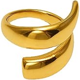 Loqimu Minimalist Twisted Band Rings Size 7 Gold Stainless Steel Midi Stackable Rings Thumb Index Finger Ring Chunky Rings for Women Teen Girls Jewelry