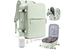 WONHOX Vacuum Seal Travel Backpack with Air Pump,Compression Vacpack Waterproof Carry On Backpack for Travel Women Men with Vacuum System,Airlines Approved Daypack Laptop Space Saver Bags,MintGreen