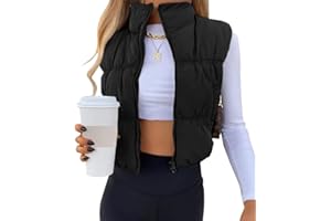SySea Women's Crop Puffer Vest Winter Zip Up Lightweight Sleeveless Warm Outerwear Padded Coat