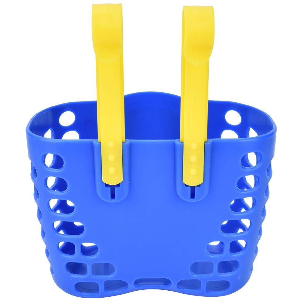 Kids Bike Basket Colorful Cute Bike Detachable Front Basket Cycle Shopping Holder Pet Carrier Bag (Blue)