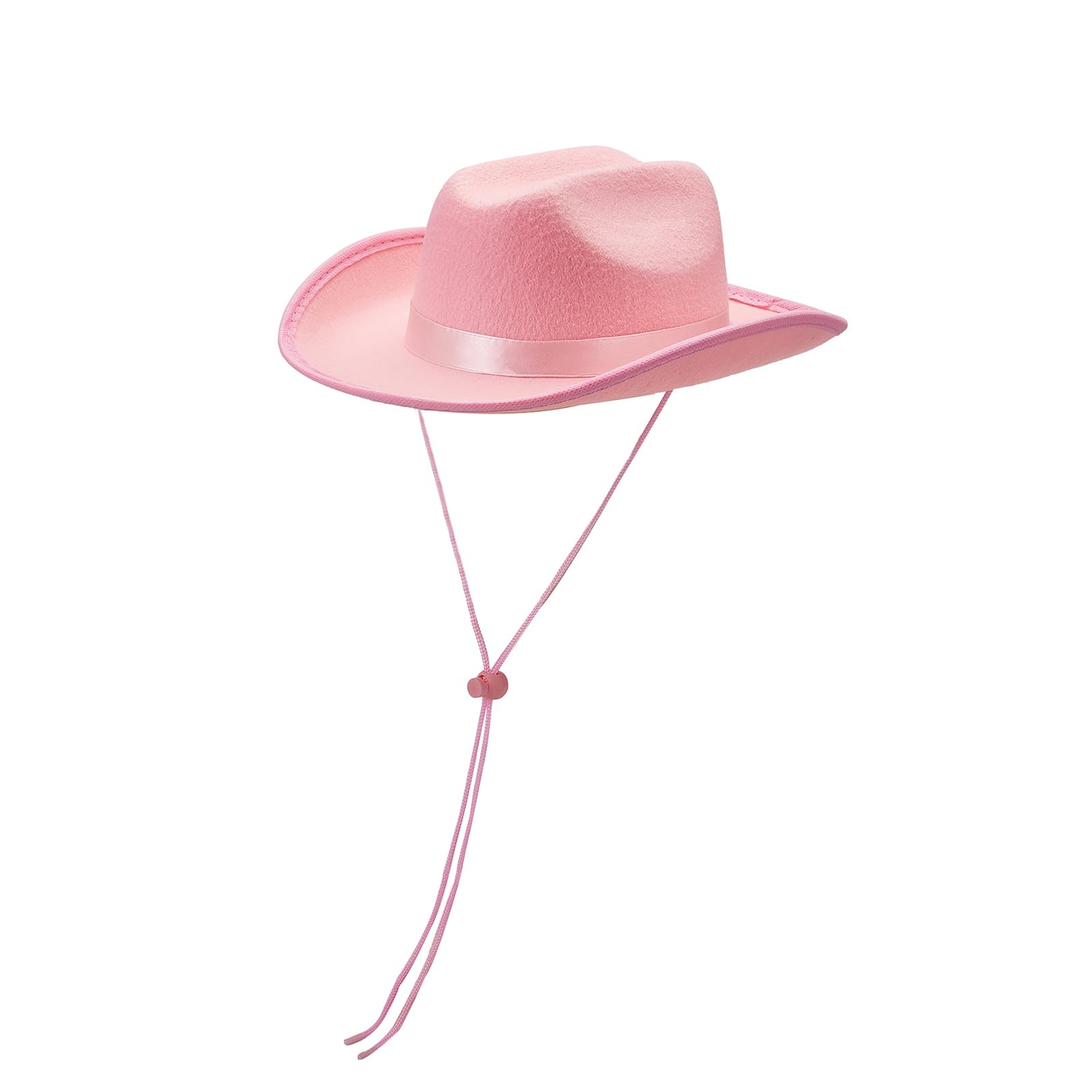 Edhomenn Kids Cowboy Hats, Wide Brim Western Cowgirl Hat with Adjustable Strap, Cowgirl Costume Accessories (02 Pink, One Size)