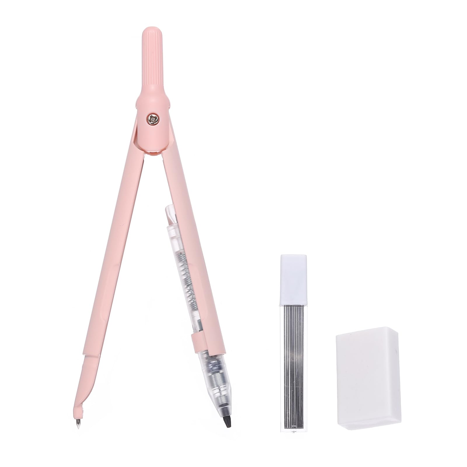 M&G Compass for Geometry, Metal Compass with Extra Leads and Eraser Geometry Math Drafting Drawing Measuring Tools for Classroom Office Supplies, Pink