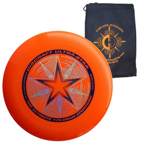 Discraft Ultrastar 175g Flying Disc - Ultimate Frisbee Competition Spec - Includes Cascade Juggling Bag (Orange)