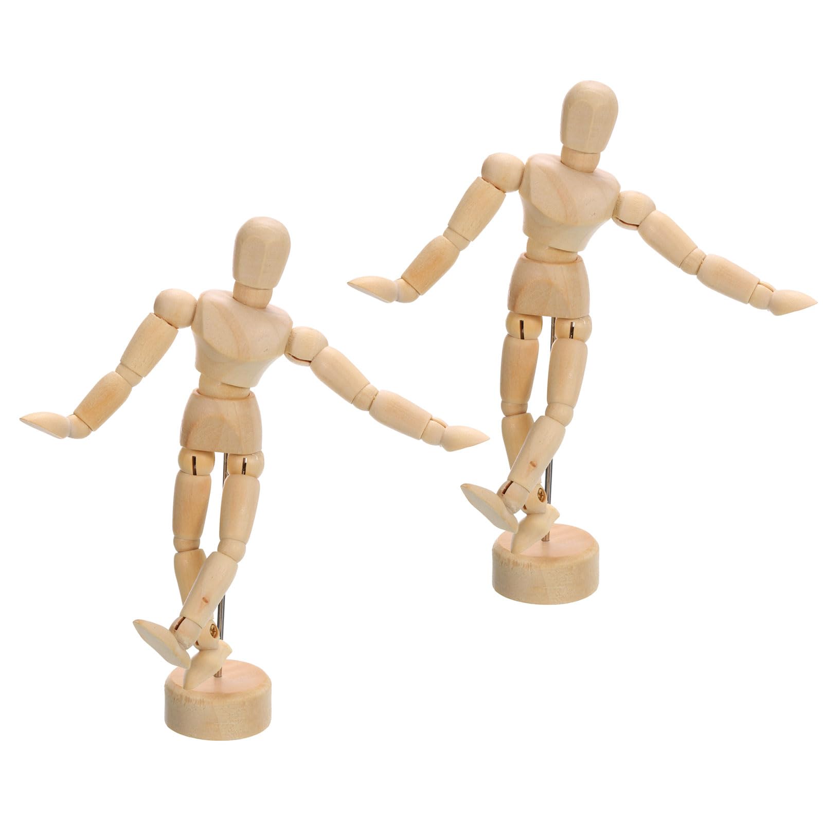 PATIKIL 4.5" Wooden Mannequin Figure, 2 Pcs Artist Drawing Manikin Model Flexible Movable Jointed Sketching Lay Figure for Painting Drawing Decoration
