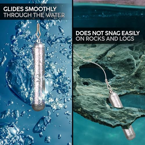 Reaction Tackle Drop Shot Weights Saltwater and Freshwater Dropshot  Fishing Sinkers Skinny Pencil Shaped