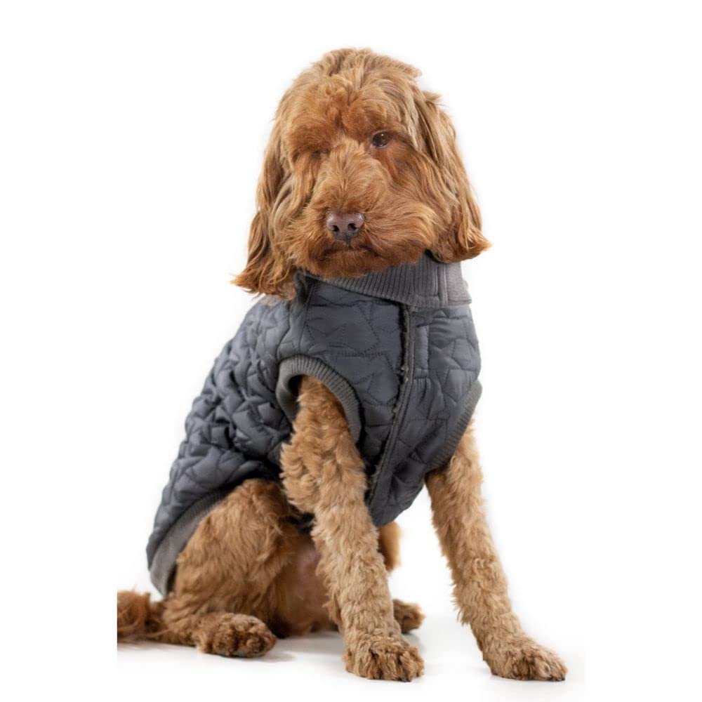 Rosewood Cupid and Comet Reversible star quilted gilet with sherpa reverse, Medium, For Medium dog breeds, Back Length 55cm