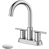 Hurran 4 Inch Bathroom Faucet for Sink 3 Hole, Brushed Nickel Bathroom Faucet with Pop-up Drain and 2 Supply Hoses,Stainless Steel Lead-Free 2-Handle Centerset Faucet for Sink Vanity RV