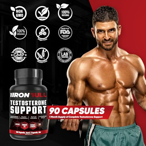16-in-1 Testosterone Support & Advanced Men's Energy & Vitality Complex Formula | Made in Canada | High-Potency Herbal with Ashwagandha, Tongkat Ali, Maca, Tribulus, Ginseng, DIM, Horny Goat Weed, Boron, Vitamins & Minarels |Libido ,Muscle Building, Endurance, Male Vitality, Workout Recovery & Energy Support | Improved Mood & Male Reproductive Health | 90 Capsules