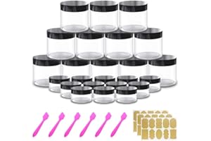 AMORIX 12 Pack 4 oz Small Plastic Containers with Lids+12 Pack 20g/20ml Cosmetic Sample Jar - for Lip Scrub, Body Butters, Cream, Slime, Craft Storage