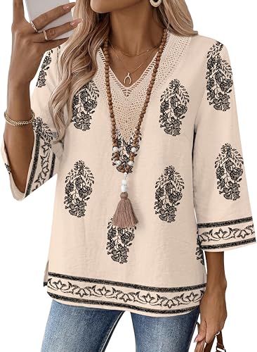 LOMON women's lace V neck top