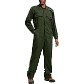 WORK IDEA Men's Coveralls Long Sleeve 100% Cotton Twill Workwear Jumpsuit Relaxed Fit